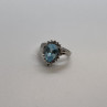 14K White Gold Topaz & Diamonds Ring Size 6