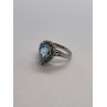14K WHITE GOLD TOPAZ & DIAMONDS RING  SIZE 6