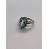 14K WHITE GOLD TOPAZ & DIAMONDS RING  SIZE 6