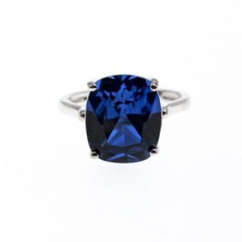 925 Sterling Silver Blue Sapphire Ring Size 6.5