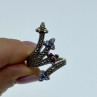 925 Sterling Silver Peridot, Topaz, Spinel & Marcasites Ring Size 6