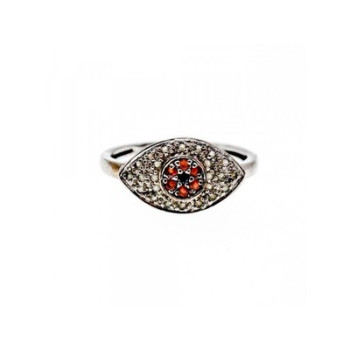 925 Sterling Silver Red Spinel, Tanzanite & Goshenite Ring Size 8.5