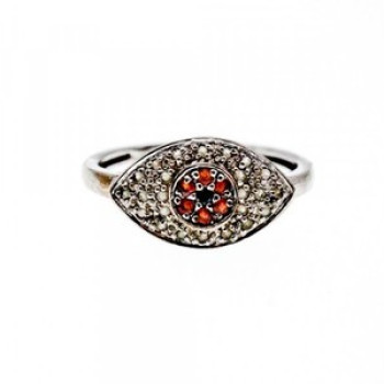 925 Sterling Silver Red Spinel, Tanzanite & Goshenite Ring Size 8.5