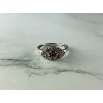 925 Sterling Silver Red Spinel, Tanzanite & Goshenite Ring Size 8.5