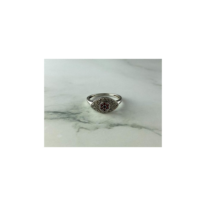 925 Sterling Silver Red Spinel, Tanzanite & Goshenite Ring Size 8.5