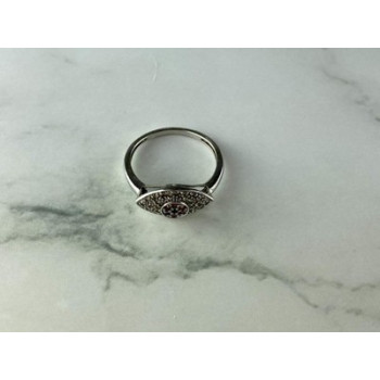 925 Sterling Silver Red Spinel, Tanzanite & Goshenite Ring Size 8.5