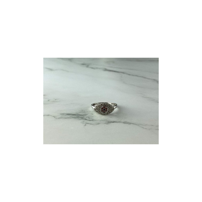 925 Sterling Silver Red Spinel, Tanzanite & Goshenite Ring Size 8.5