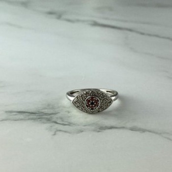 925 Sterling Silver Red Spinel, Tanzanite & Goshenite Ring Size 8.5