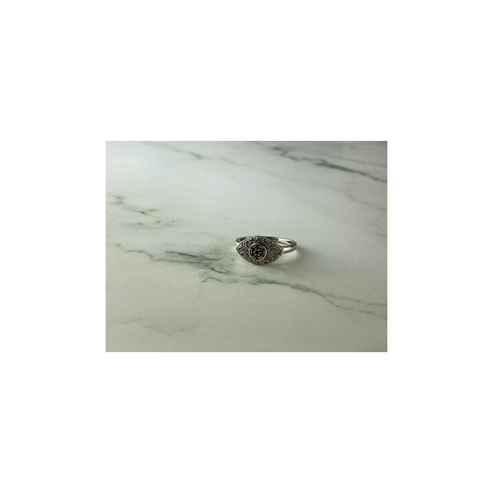 925 Sterling Silver Red Spinel, Tanzanite & Goshenite Ring Size 8.5