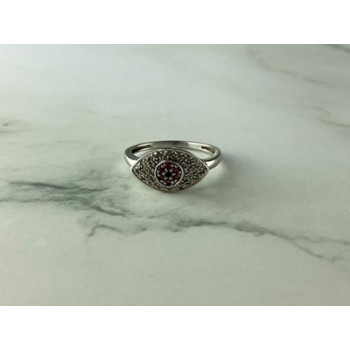 925 Sterling Silver Red Spinel, Tanzanite & Goshenite Ring Size 8.5