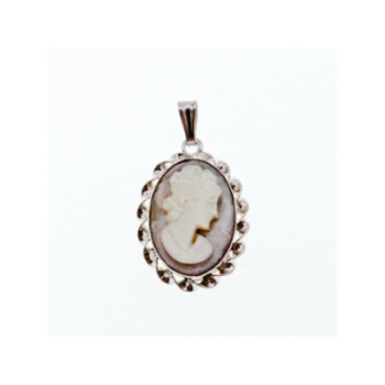 925 Sterling Silver Shell Cameo Pendant