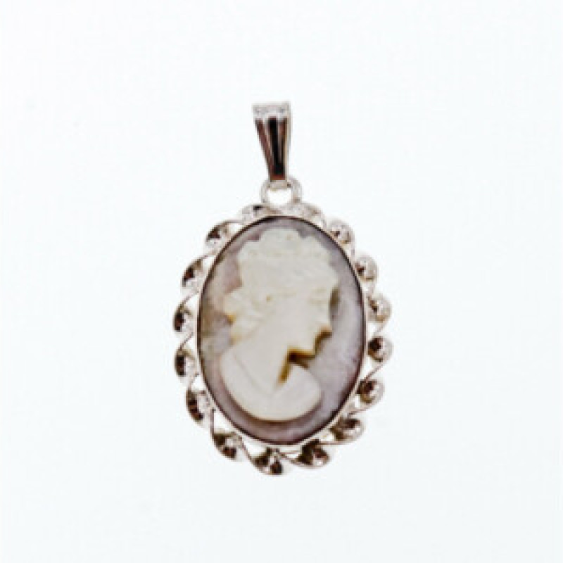925 Sterling Silver Shell Cameo Pendant