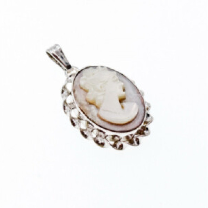 925 Sterling Silver Shell Cameo Pendant