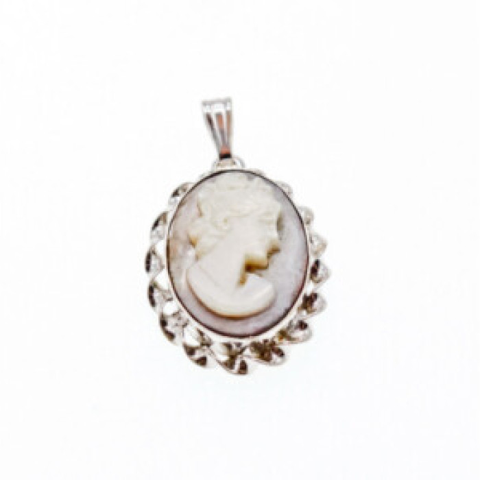 925 Sterling Silver Shell Cameo Pendant