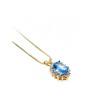 14K YELLOW GOLD BLUE SPINEL & CZ CHAIN WITH PENDANT