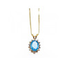 14K YELLOW GOLD BLUE SPINEL & CZ CHAIN WITH PENDANT