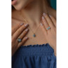 14K Yellow Gold Blue Spinel & CZ Chain With Pendant