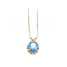 14K YELLOW GOLD BLUE SPINEL & CZ CHAIN WITH PENDANT
