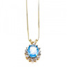 14K Yellow Gold Blue Spinel & CZ Chain With Pendant