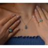 14K Yellow Gold Blue Spinel & CZ Chain With Pendant