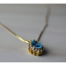 14K Yellow Gold Blue Spinel & CZ Chain With Pendant