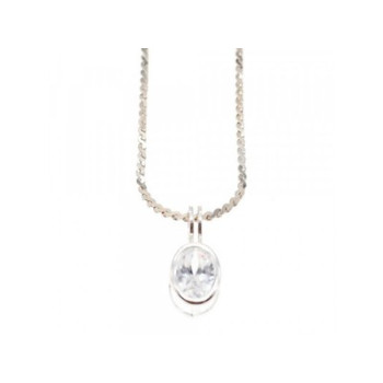 925 Sterling Silver CZ Chain with Pendant 925 Italy