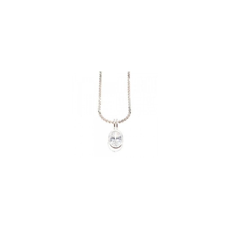 925 Sterling Silver CZ Chain with Pendant 925 Italy