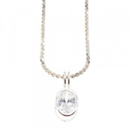 925 Sterling Silver CZ Chain With Pendant 925 Italy