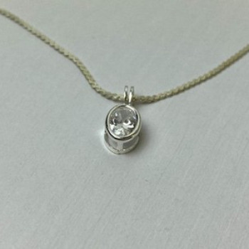925 Sterling Silver CZ Chain With Pendant 925 Italy