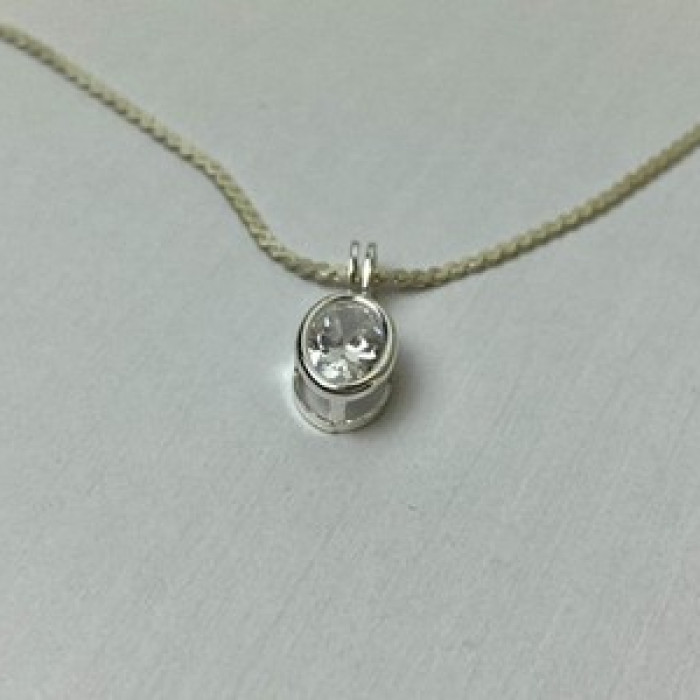 925 Sterling Silver CZ Chain With Pendant 925 Italy