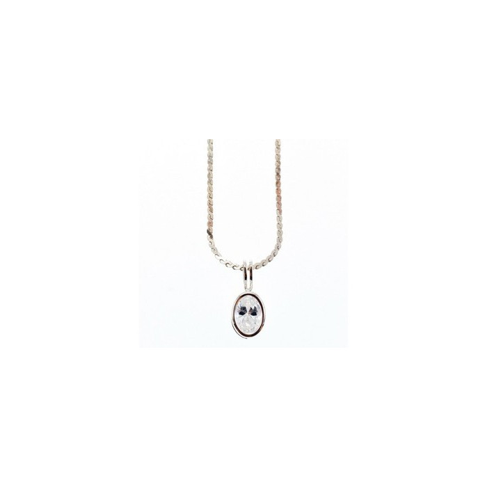 925 Sterling Silver CZ Chain with Pendant 925 Italy