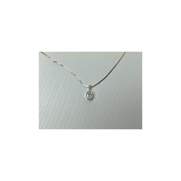 925 Sterling Silver CZ Chain with Pendant 925 Italy