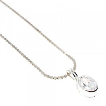 925 Sterling Silver CZ Chain With Pendant 925 Italy