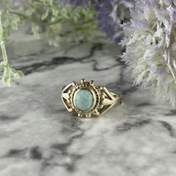 925 Sterling Silver Turquoise Ring Size 9.5