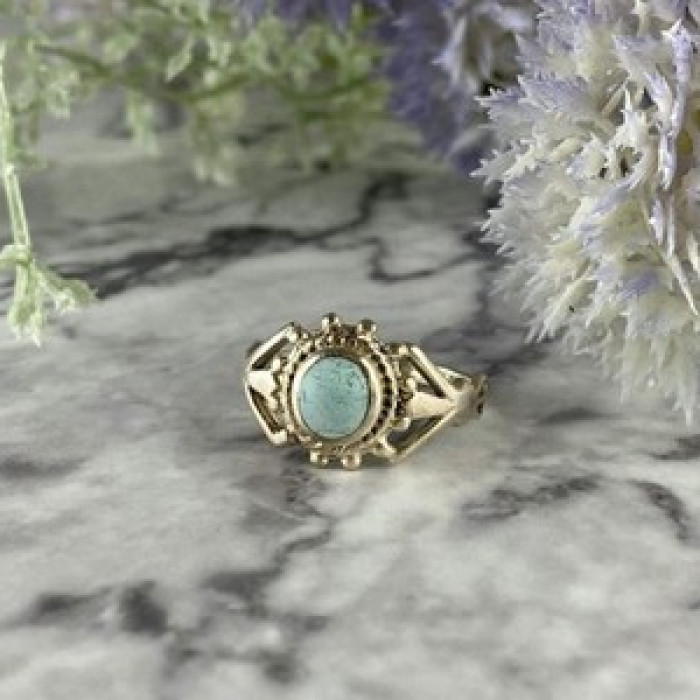 925 Sterling Silver Turquoise Ring Size 9.5