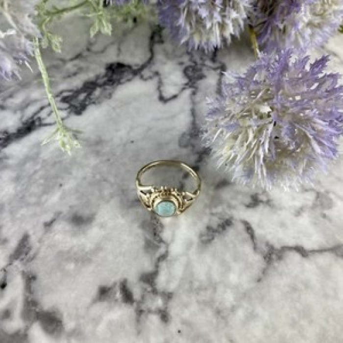 925 Sterling Silver Turquoise Ring Size 9.5