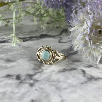 925 Sterling Silver Turquoise Ring Size 9.5