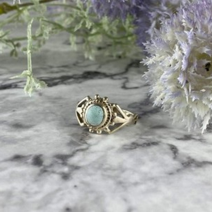925 Sterling Silver Turquoise Ring Size 9.5