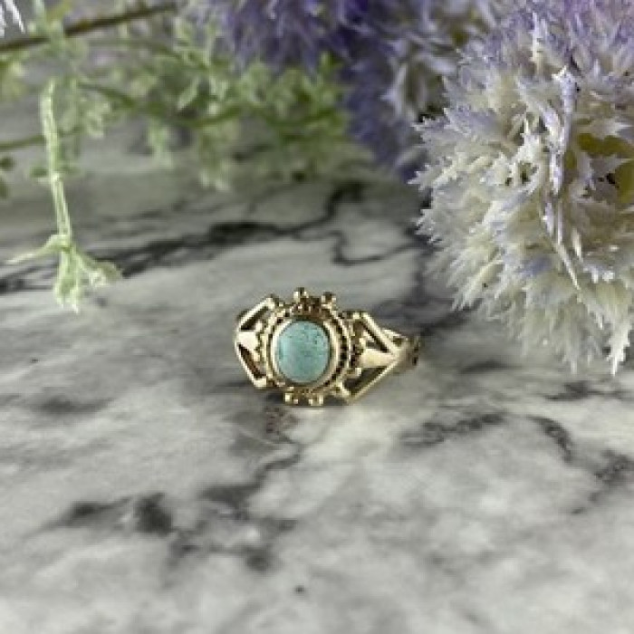 925 Sterling Silver Turquoise Ring Size 9.5