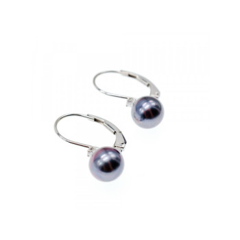 14K WHITE GOLD PEARLS & DIAMONDS EARRINGS