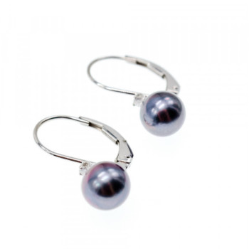 14K White Gold Pearls & Diamonds Earrings