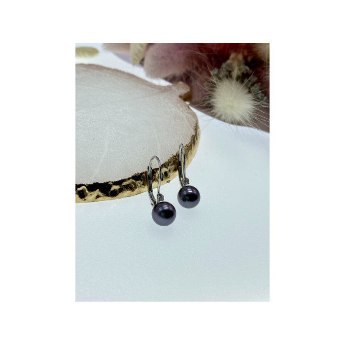 14K WHITE GOLD PEARLS & DIAMONDS EARRINGS