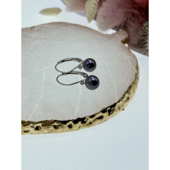 14K White Gold Pearls & Diamonds Earrings