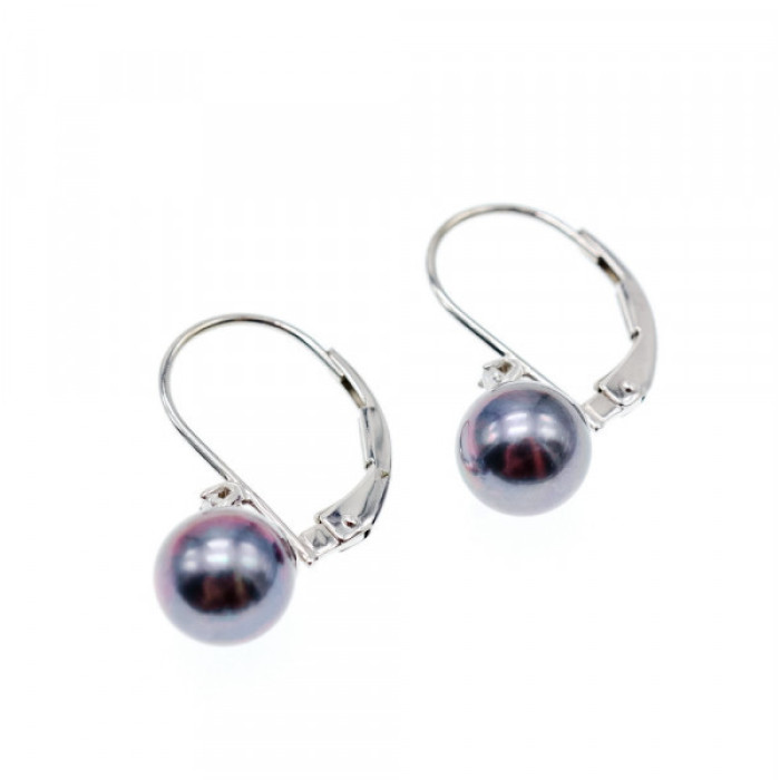 14K White Gold Pearls & Diamonds Earrings
