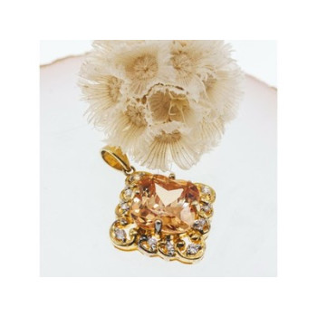 925 Sterling Silver Gold Plated Heliodor & CZ Pendant