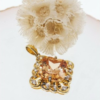 925 Sterling Silver Gold Plated Heliodor & CZ Pendant
