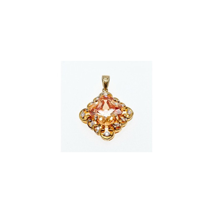 925 Sterling Silver Gold Plated Heliodor & CZ Pendant