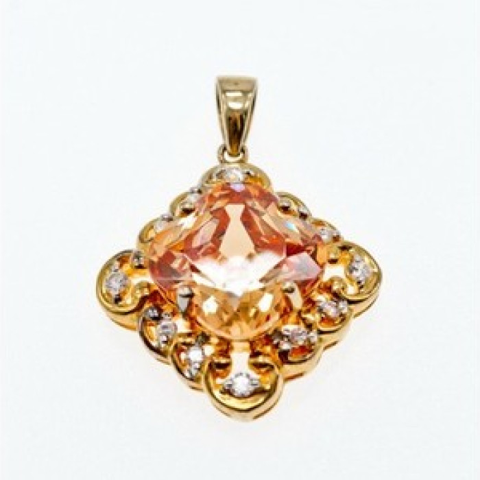 925 Sterling Silver Gold Plated Heliodor & CZ Pendant