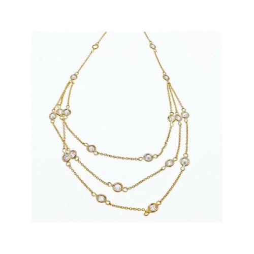 925 Sterling Silver Gold Plated CZ Necklace