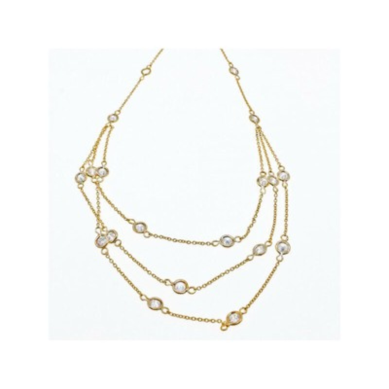 925 Sterling Silver Gold Plated CZ Necklace